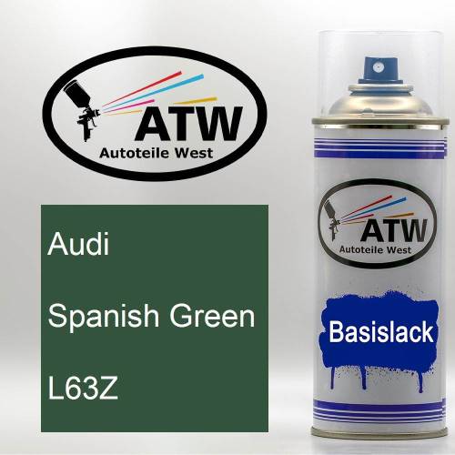 Audi, Spanish Green, L63Z: 400ml Sprühdose, von ATW Autoteile West.